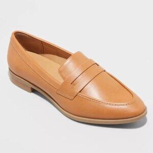 A New Day Clover Brown Loafers Women’s Size 10 Faux Leather Slip-On Flats